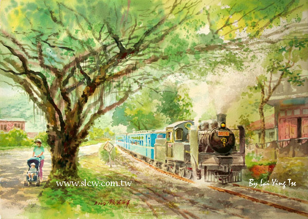 The Whistle of A Steam Train in Shihfen 十分的汽笛聲_賴英澤 繪_Painted by Lai Ying Tse